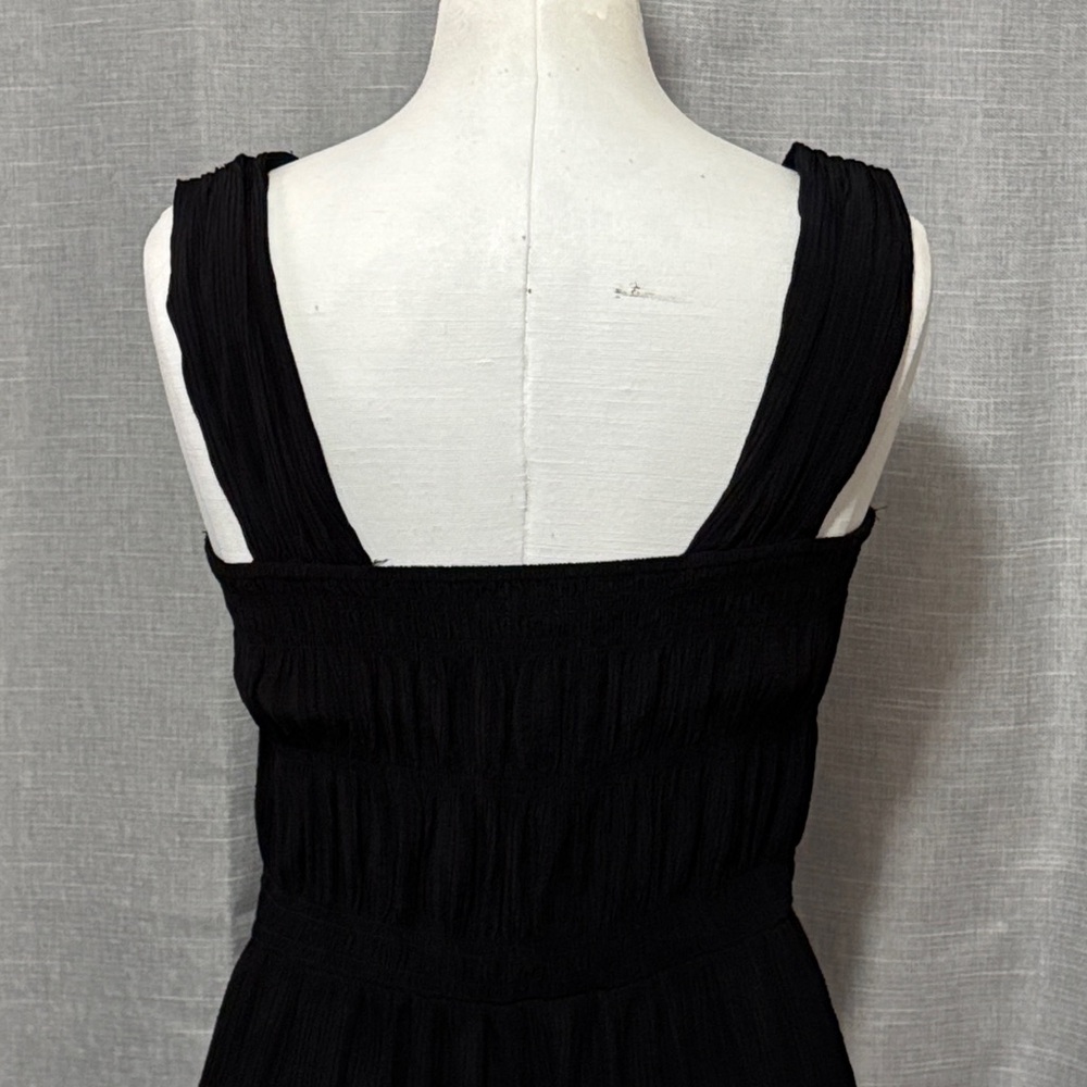 NWOT H&M Sun Dress-Sz S-Black-Wide Straps-Elastic Top-Gathered Details-Viscose - Picture 8 of 15